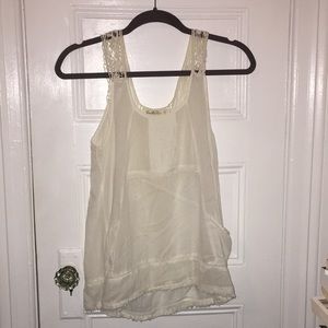 White tank with crochet detail